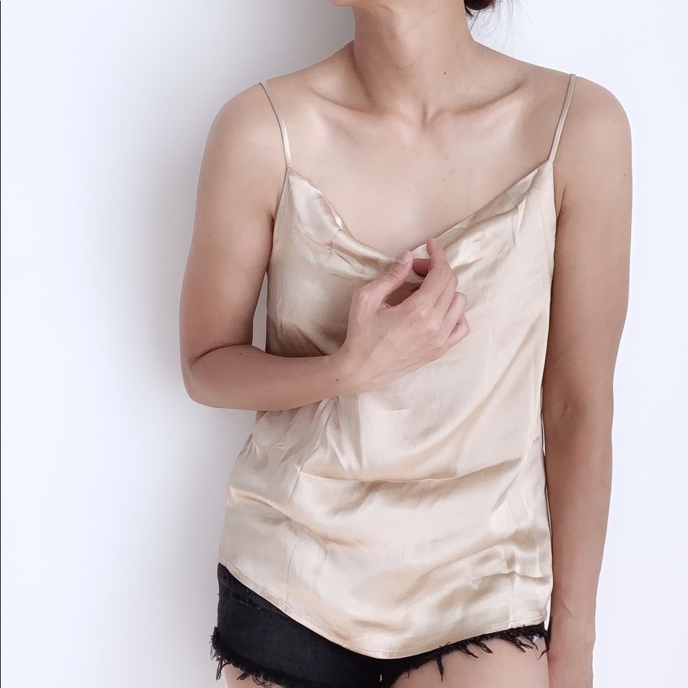 SATIN COWL NECK CAMI TOP - CHAMPAGNE - Picture 4 of 6